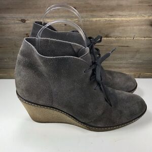 J. Crew Wedge Desert Booties in Taupe Suede Leather